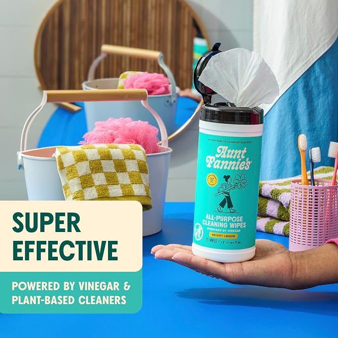 Aunt Fannie's Natural Cleaning Vinegar Wipes, Bright Lemon Scent - Image 2