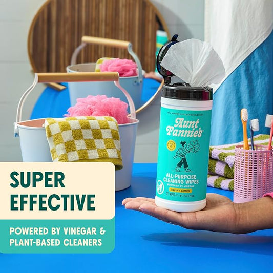 Aunt Fannie's Natural Cleaning Vinegar Wipes, Bright Lemon Scent - Image 2