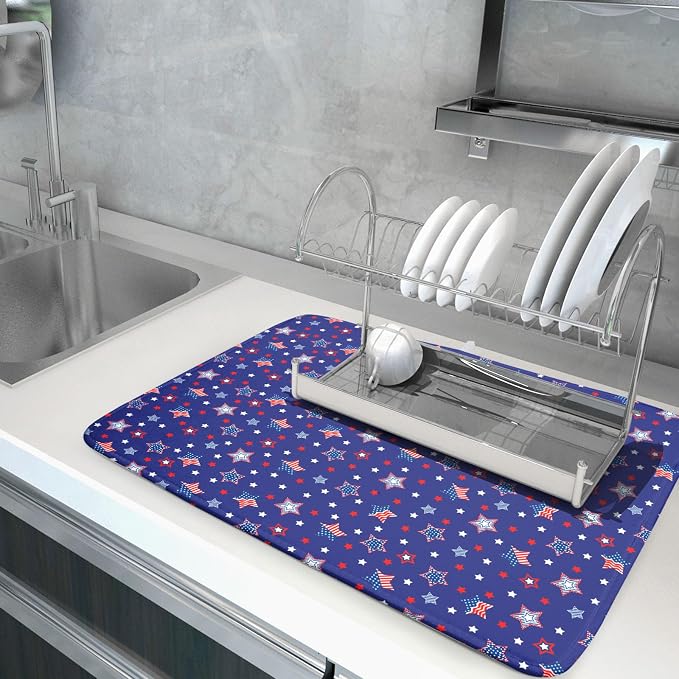 Khope 4th of July Navy Blue Dish Drying Mat - Image 5