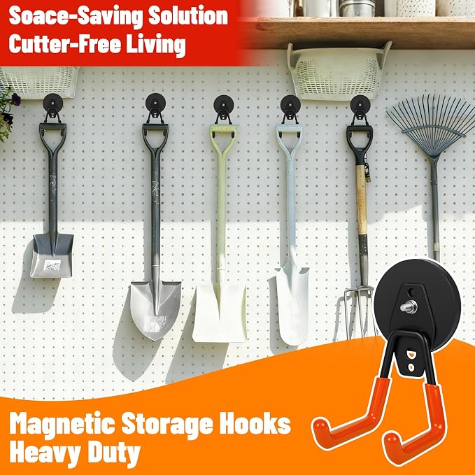 4 Pack Heavy Duty Magnetic Garage Hooks, No Drill Installation and Rubber - Image 6