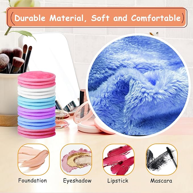 Nugilla Reusable Makeup Remover Pads, 18 Packs Microfiber Face Cloth - Image 4