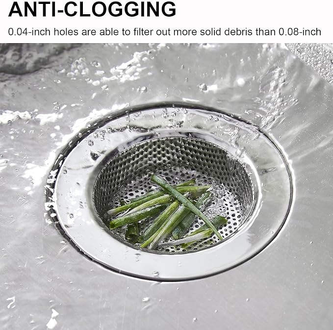 LASSHSWA 2 Pcs Kitchen Sink Strainer Stainless Steel, Mesh and Punching - Image 4