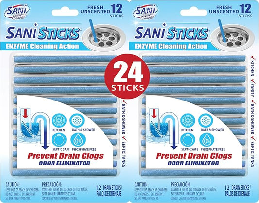 SANI 360° Sani Sticks Drain Cleaner and Deodorizer, Unscented Enzyme Pipe by SANI360%C2%B0