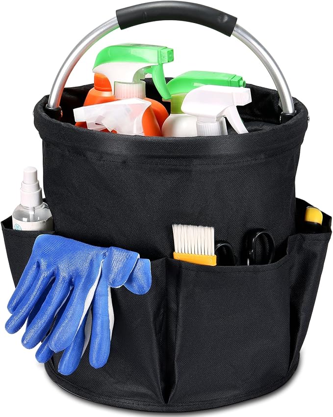 17L Cleaning Caddy with Handle & 6 Pockets, Foldable Cleaning Supply Organizer by FL