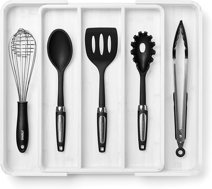 SMIRLY Silverware Drawer Organizer – Bamboo Kitchen Drawer Organizer, by Smirly