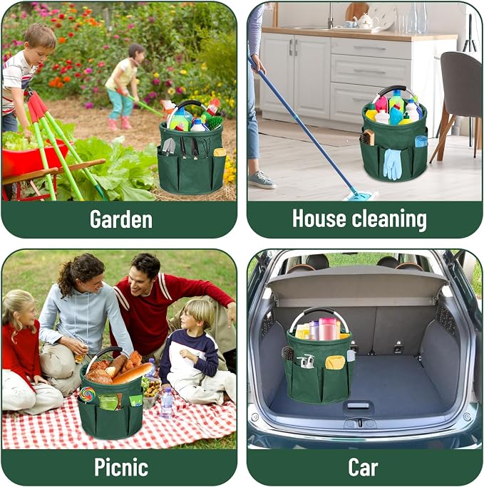 17L Portable Cleaning Bucket Organiser, 6 Pockets Foldable Cleaning Caddy - Image 4