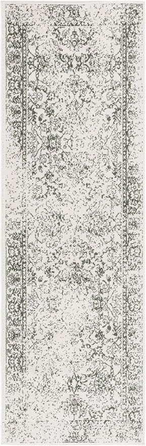 SAFAVIEH Adirondack Collection Runner Rug - 2'6" x 8', Ivory & Dark Green, Distressed Design, Non-Shedding & Easy to Clean, Ideal for Hallway, Foyer, Entryway, Bedroom (ADR109X)