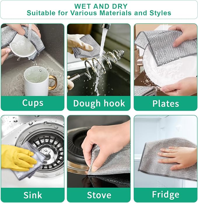 10Pcs Multipurpose Wire Dishwashing Rag, Reusable Non-Scratch Wire Dishcloth - Image 6