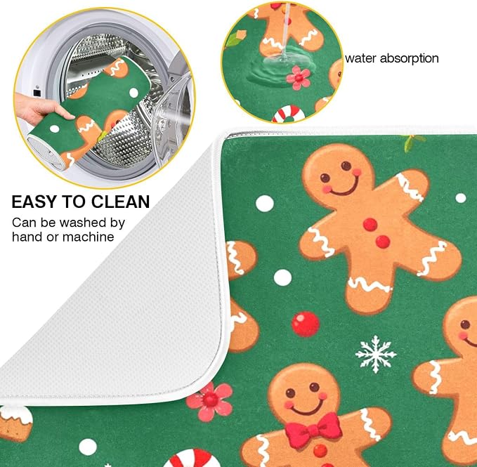 Christmas Gingerbread Man Dish Drying Mat - Image 2