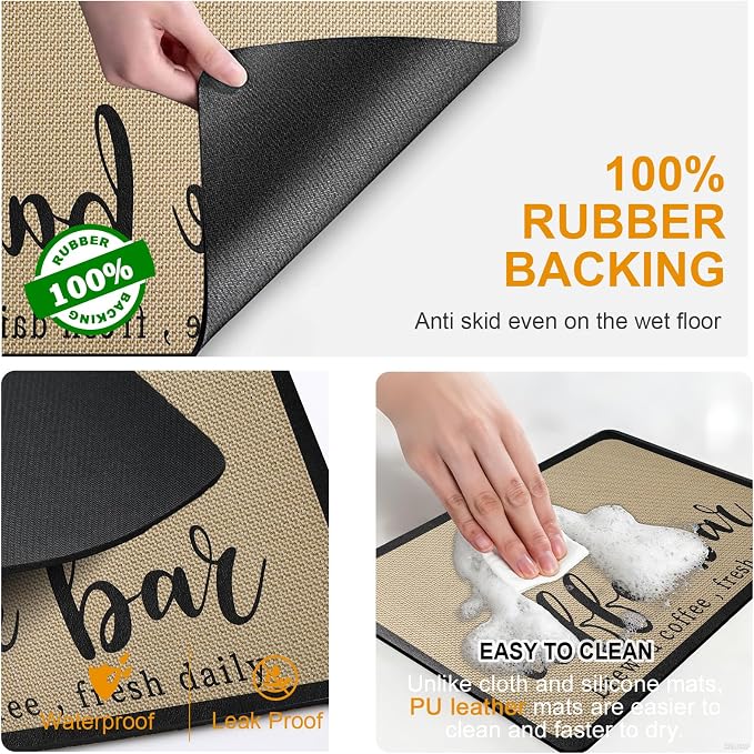 Dish Drying Mats for Kitchen Counter, Waterproof Coffee Mat for Countertop - Image 6