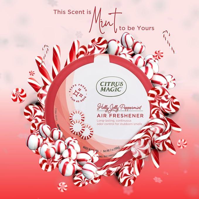 Citrus Magic Holiday Odor Absorbing Solid Air Freshener, Holly Jolly Peppermint - Image 3
