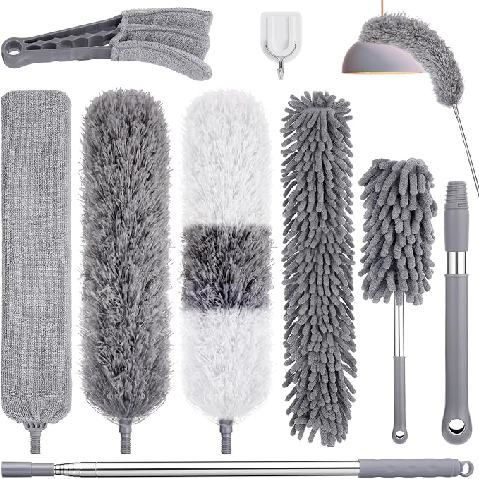 9PCS Dusters for Cleaning, Extendable Microfiber Duster by wlich