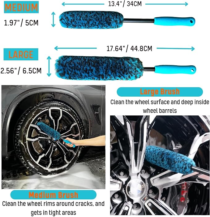 PRO Choice 4 Pack Long Handle Wheel Brush Kit - Image 3