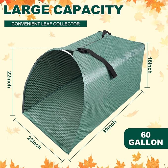60 Gallon Large Leaf Collector, Dustpan-Style Lawn and Leaf Bags, Collapsible - Image 2