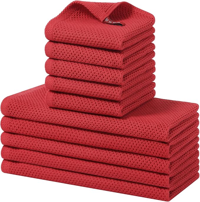 Homaxy 100% Cotton Kitchen Towels and Dishcloths Set, 12 x 12 Inches and 13 x by Homaxy