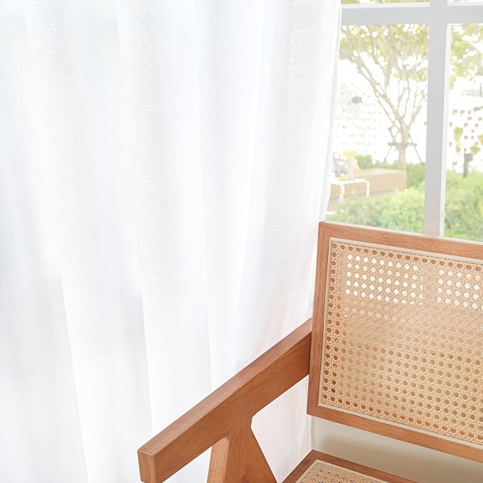 YoungsTex White Linen Curtains 80 Inch Length - Image 8