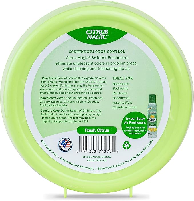 Citrus Magic Odor Absorbing Solid Air Freshener, Fresh Citrus - Image 2