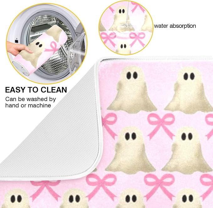 Halloween Ghost Bow Dish Drying Mat - Image 2
