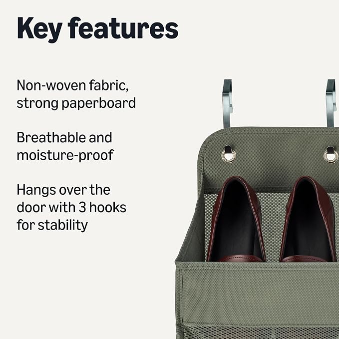 Amazon Basics 5 Tier Over the Door Organizer, 6.4 x 54.5 x 14.9 in, Dark Grey - Image 3