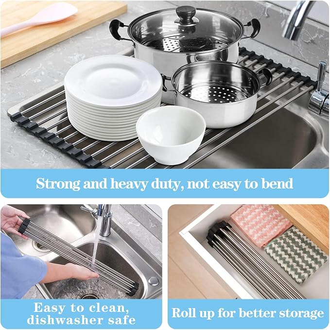Seropy Roll Up Dish Drying Rack Over the Sink Drying Rack - Image 7