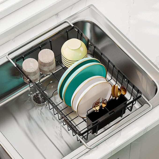 Small Dish Drying Rack in Sink, Expandable Stainless Steel Dish Drainers by Unknown
