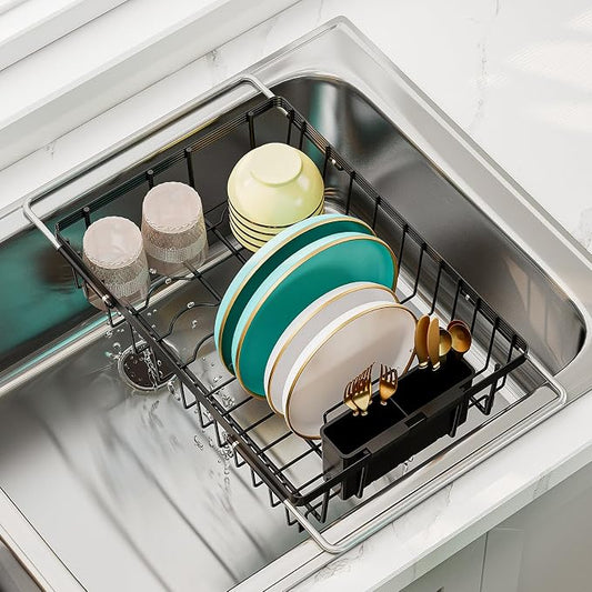 Small Dish Drying Rack in Sink, Expandable Stainless Steel Dish Drainers by Unknown