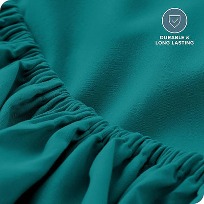Bare Home Fitted Bottom Sheet King Size - Premium 1800 Microfiber - Ultra-Soft Hotel Luxury - Deep Pocket - Durable and Long Lasting - Fitted Sheet (King, Emerald)