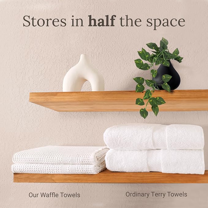 GILDEN TREE Waffle Towel Set Quick Dry Thin | 2 Bath Towels | 2 Hand Towels | 2 - Image 5