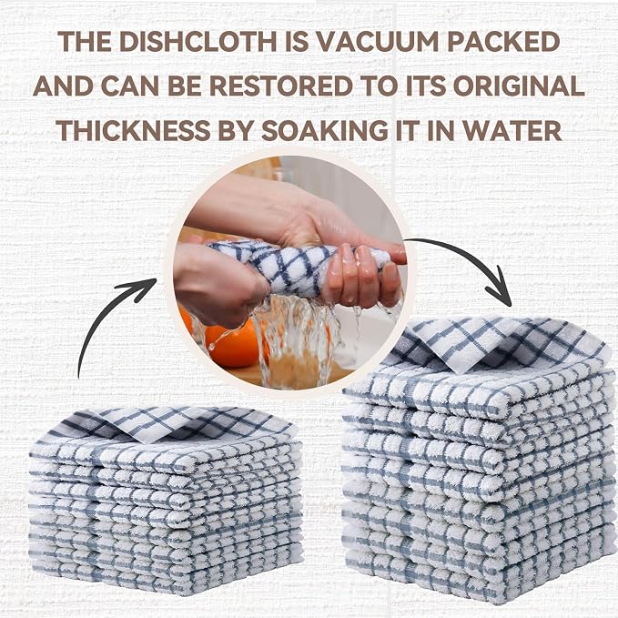 Egles 6 Packs Kitchen Dishcloths 100% Cotton Grid Terry Dish Cloths 12.5" x - Image 5