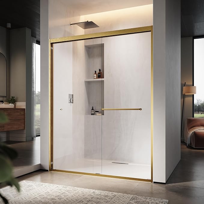 60" W x 76" H Double Sliding Frame Shower Door by UNIKOOSHOWERDOOR