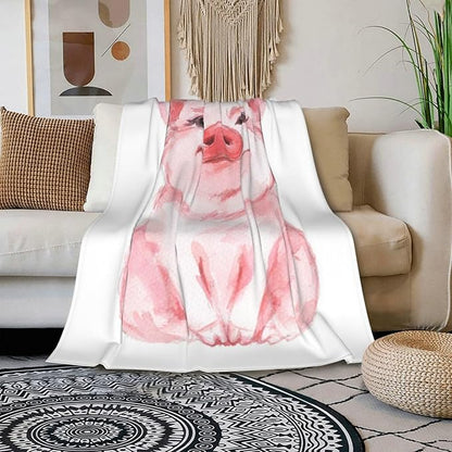 HGOD DESIGNS Lovely Pink Pig Watercolor Blanket, Super Soft Pig Throw Blanket 40"x50" Blanket for Bed Couch Chair Fall Winter Camping Living Room Office