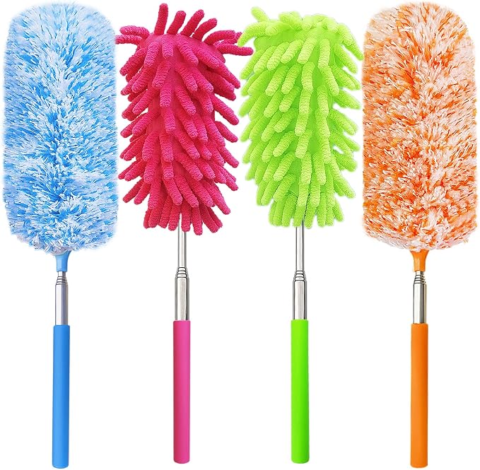 4 Pack 13" to 30" Extendable Feather Duster Kit, Washable Duster Head, by BAIDOON