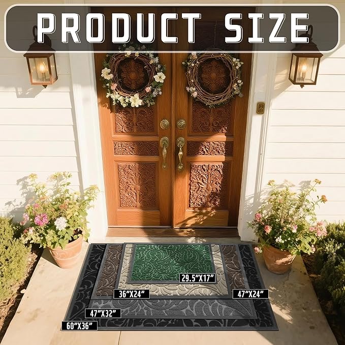 Yimobra Large Door Mat Outside Entrance 36x24, Waterproof Sturdy Outdoor Mats for Front Door, Heavy Duty Non-Slip Doormat for Garage Patio Entryway Indoor, Easy Clean, Brown