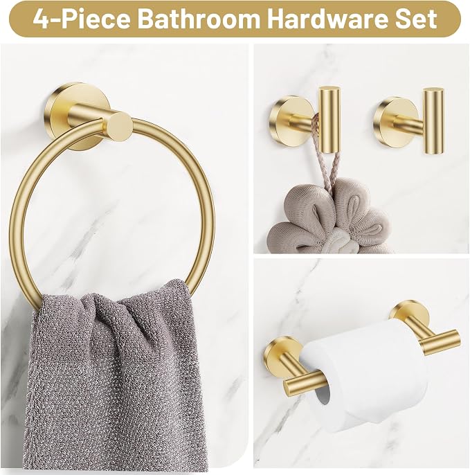 Lairuier Brushed Gold Towel Holder Set Include Double Bases Toilet Paper Holder - Image 2