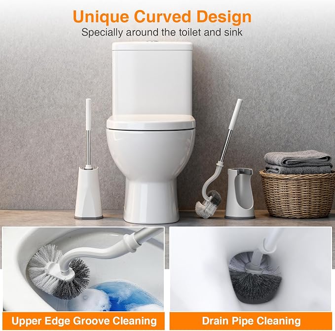 Lefree Toilet Brush and Holder Set, Bathroom Cleaner Brush Set, Curved Design - Image 2