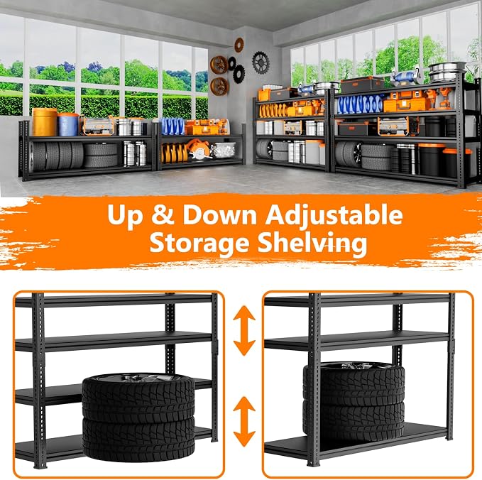 Storage Shelves Heavy Duty 3 PCS, 5-tier Adjustable Metal Industrial Utility - Image 7