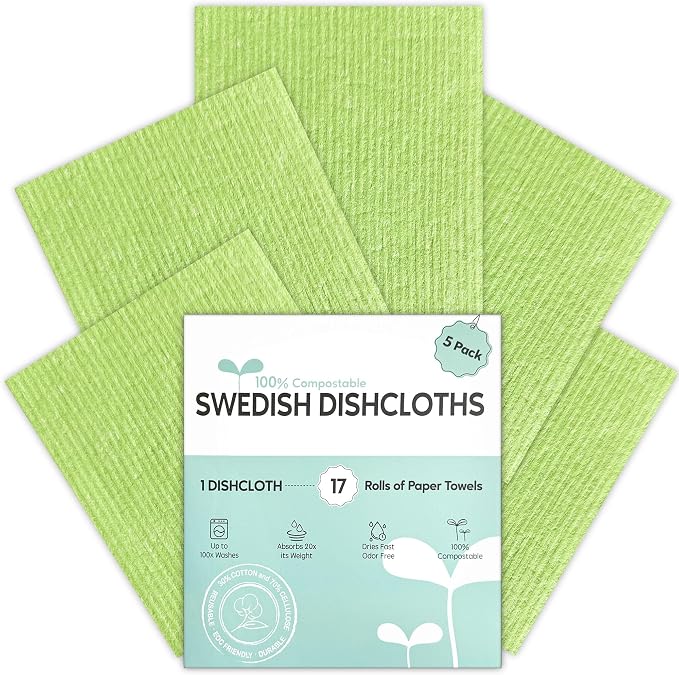 Swedish Dishcloths for Kitchen, 5 Pack Swedish Dish Cloths, Ultra Absorbent by Unknown