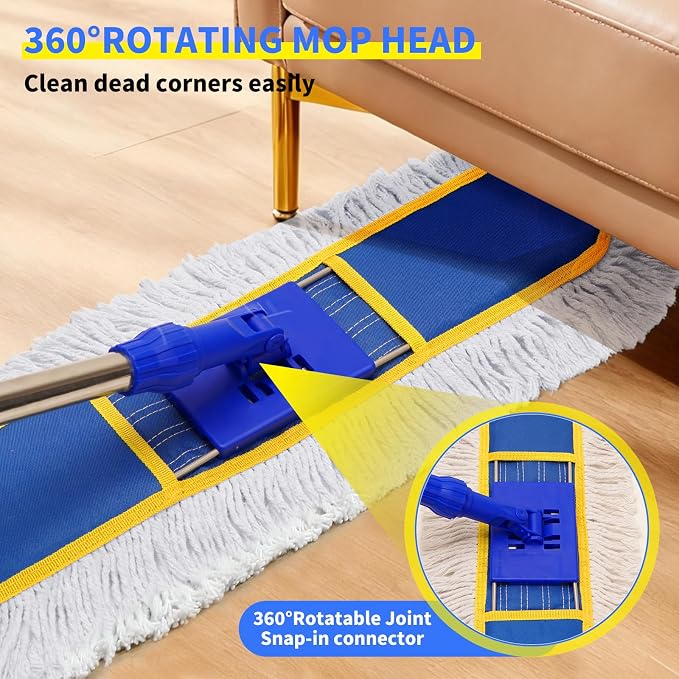 29.5" Commercial Dust Mop for Floor Cleaning, Heavy Duty Floor Duster - Image 4