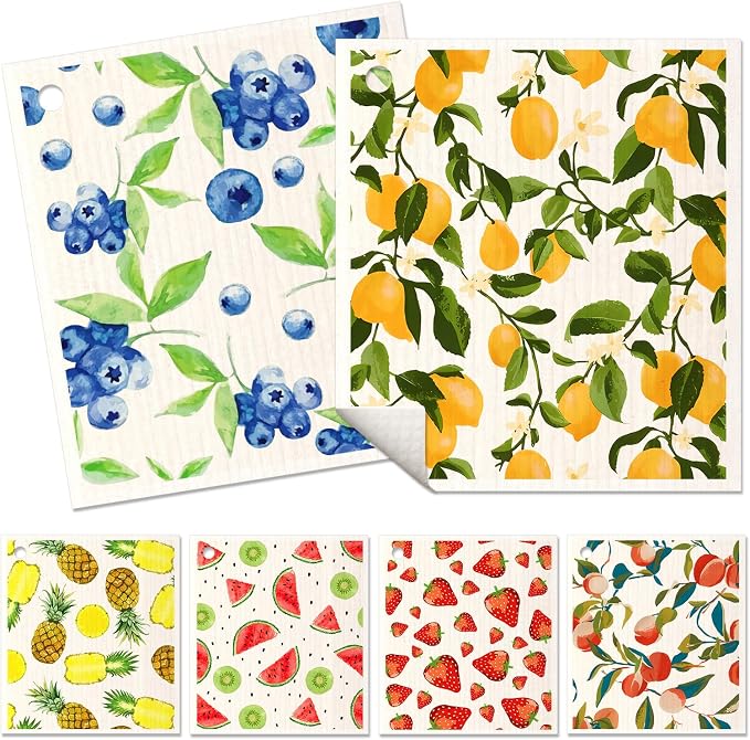 6 Pack Swedish Dishcloths for Kitchen by MissAdola