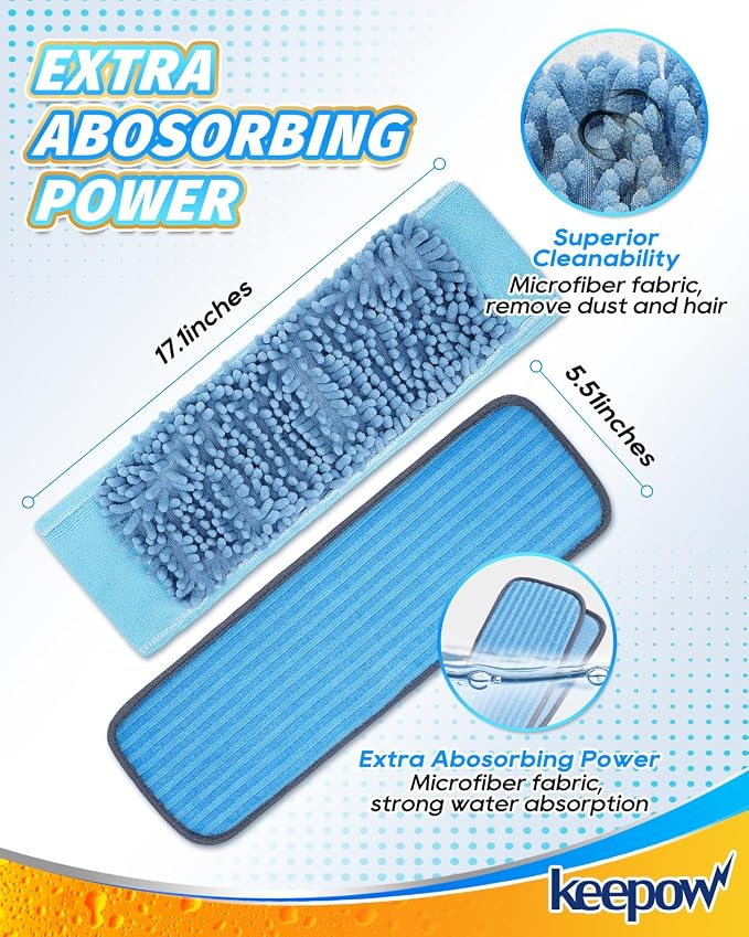 KEEPOW Reusable Microfiber Mop Pads Compatible - Image 3