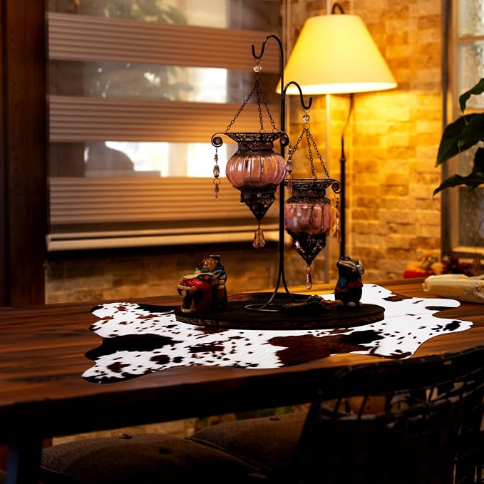 2 Pack Mini Faux Cowhide Rug, Mini Rustic Cowhide Rug Cute Rural Western Animal - Image 8