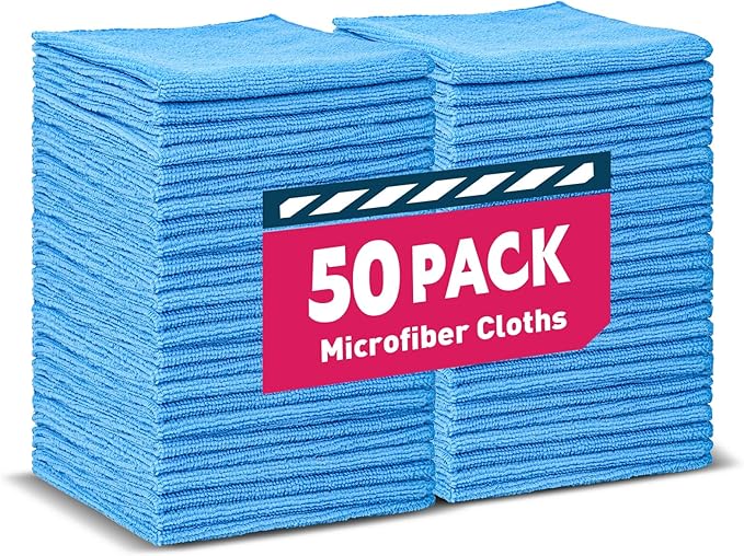Microfiber Cleaning Cloths-50 Pack, Microfiber Towels Bulk, Towels by TEAWOO