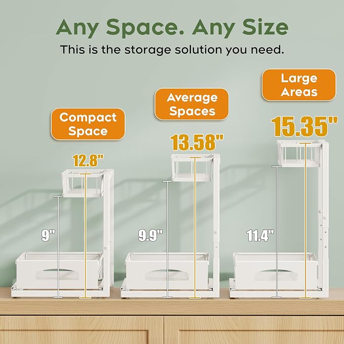 Under Sink Organizer and Storage, Height Adjustable Cabinet Organizer - Image 2