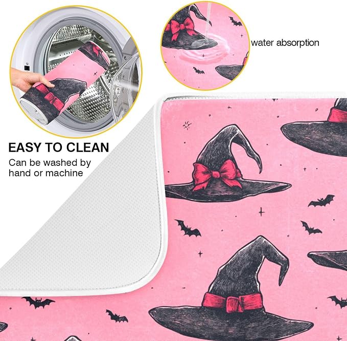 Witch Bow Hot Pink Dish Drying Mat - Image 2