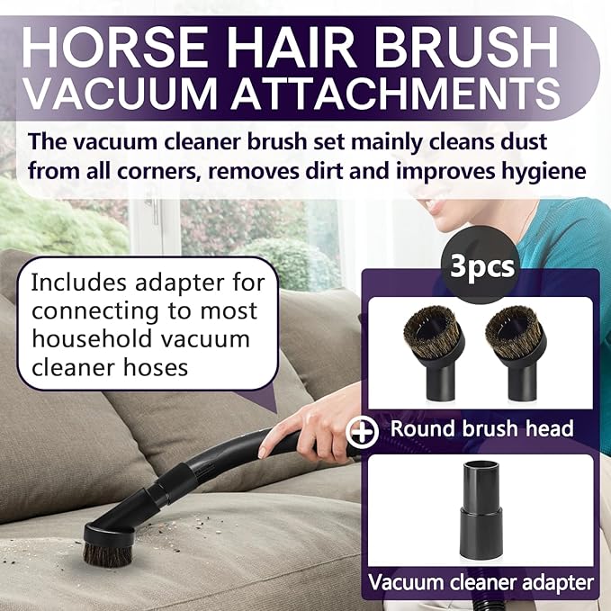 3PCS Horse Hair Brush Vacuum Attachment Set - Image 2