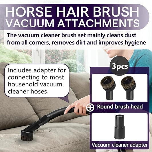 3PCS Horse Hair Brush Vacuum Attachment Set - Image 2