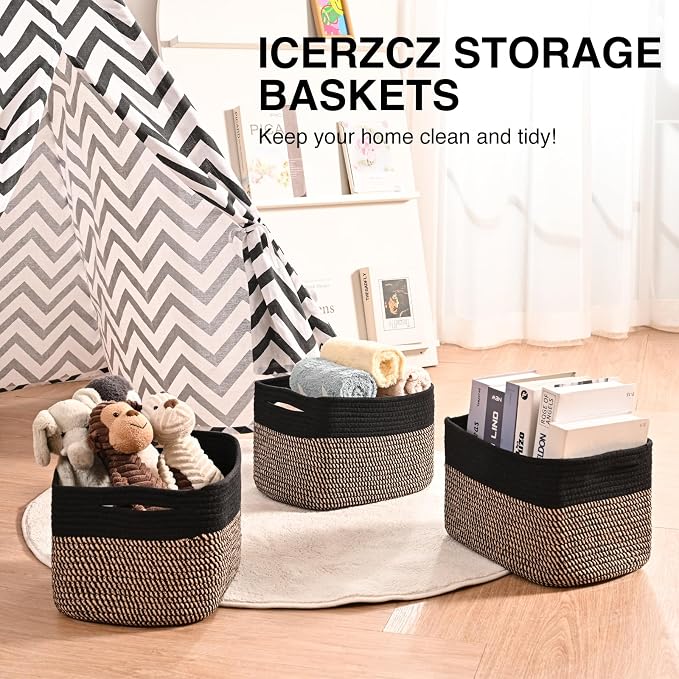Storage Baskets for Shelves Organizing, Woven Cotton Rope Baskets for Storage - Image 6