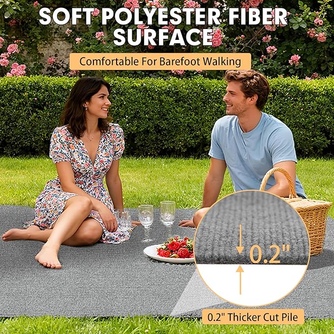 Marine Carpet,6 FT x 10 FT Smoke Gray Indoor Outdoor Carpet 0.2" Thick Boat Carpet with Water-Proof TPE Backing, Non-Slide Outdoor Marine Carpet Roll for Home, Patio, Porch, Deck