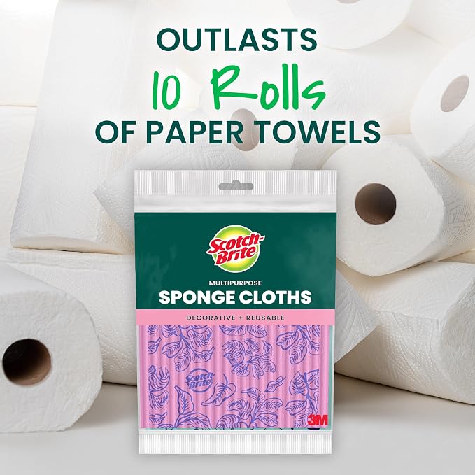 Scotch-Brite Sponge Cloths, and Decorative Cleaning Towel, Dishwasher-Safe - Image 5