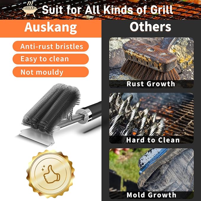Grill Brush and Scraper-18 Adjustable Handle Safe BBQ Grill Brush - Image 3